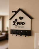 Love At Home Yazılı Ev Şeklinde Duvar Anahtarlık Askısı
