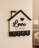 Love At Home Yazılı Ev Şeklinde Duvar Anahtarlık Askısı