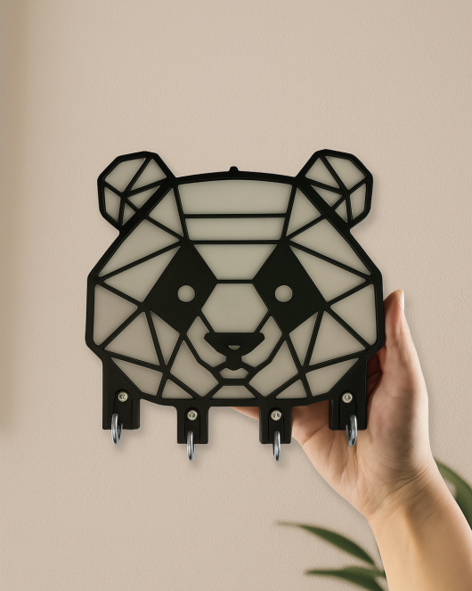 Panda Figürlü Duvar Anahtarlık Askısı