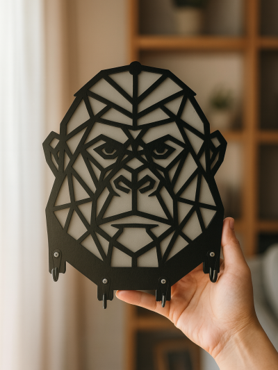 Goril Figürlü Duvar Anahtarlık Askısı