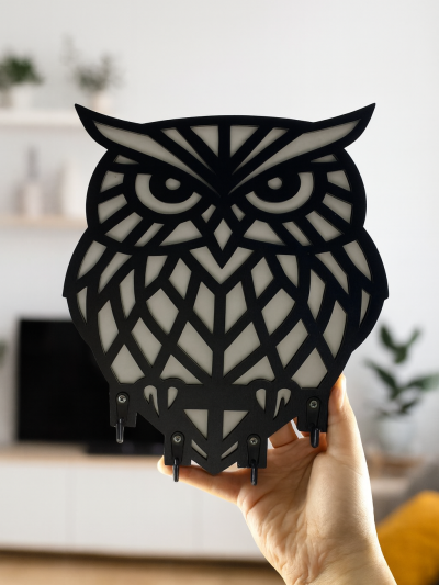 Baykuş Figürlü Duvar Anahtarlık Askısı