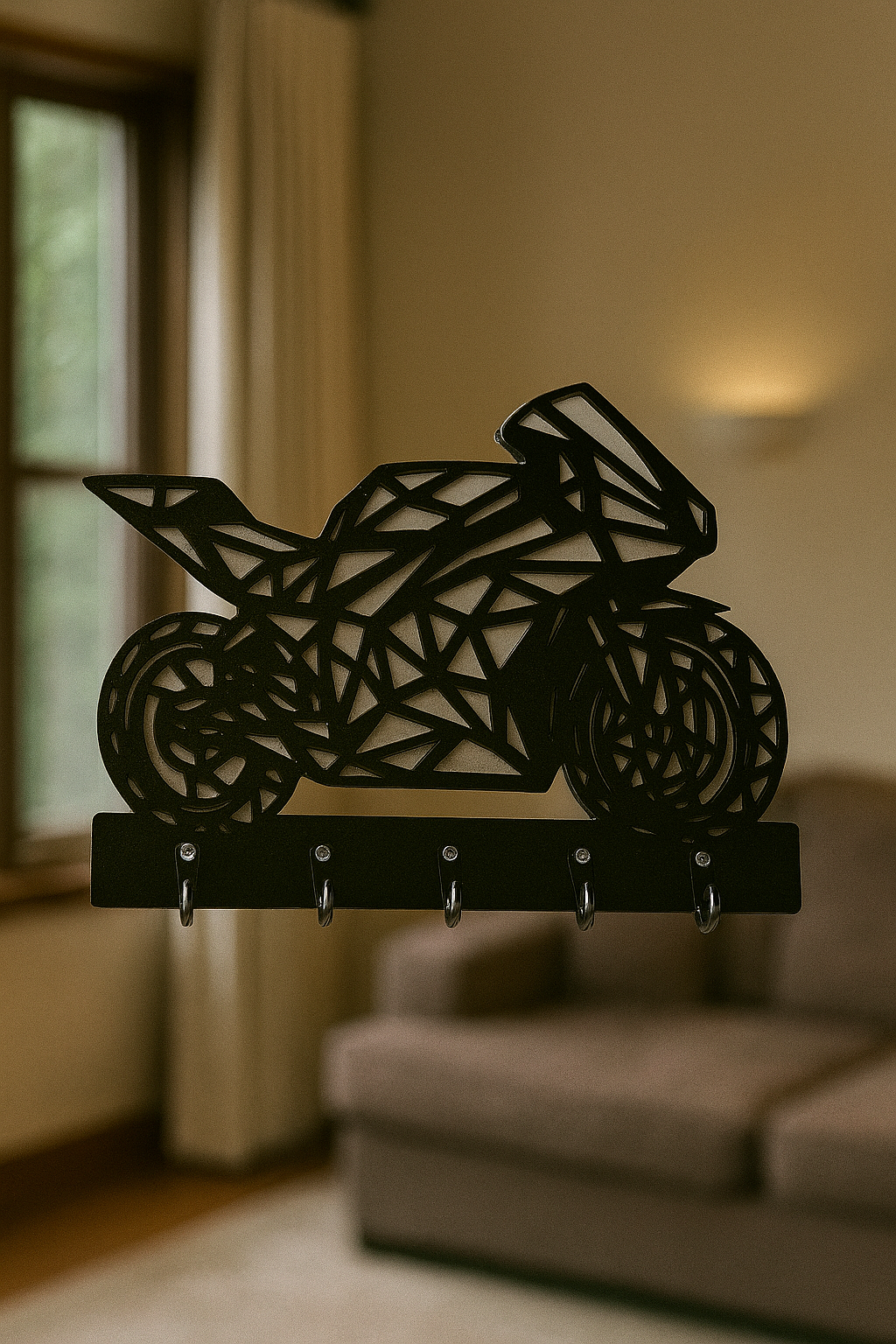 Motosiklet Figürlü Duvar Anahtarlık Askısı - Görsel 3