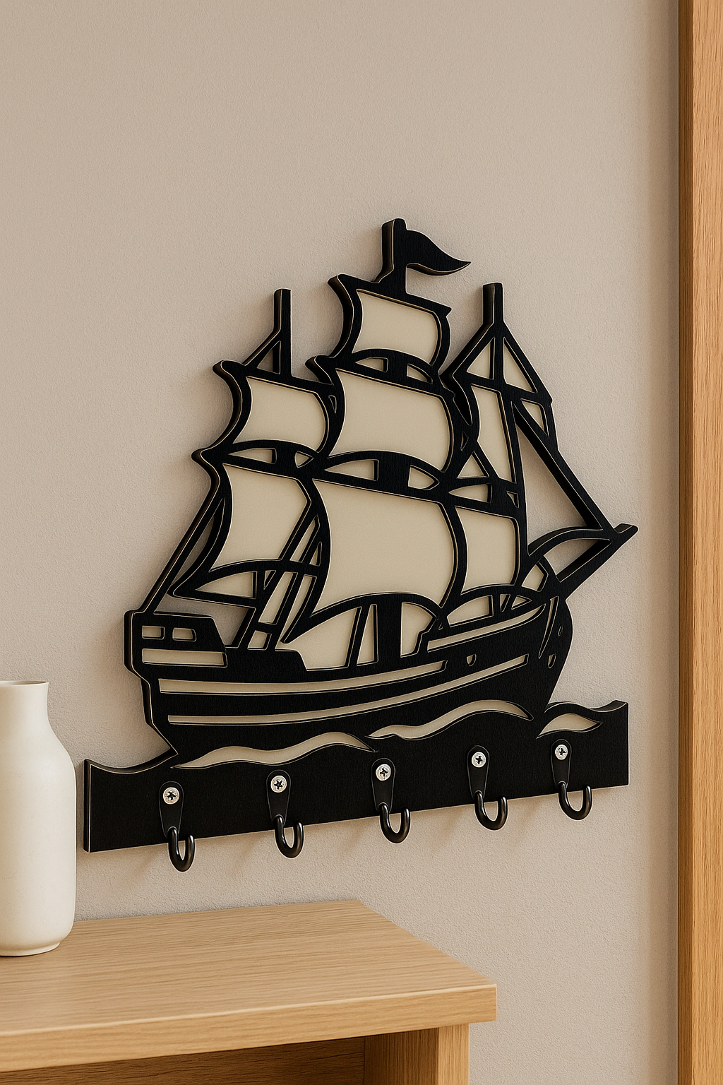 Gemi Figürlü Duvar Anahtarlık Askısı - Görsel 4