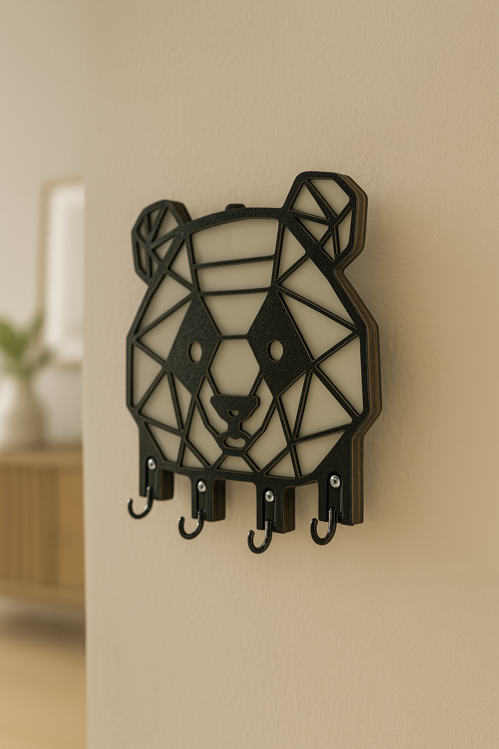 Panda Figürlü Duvar Anahtarlık Askısı - Görsel 5