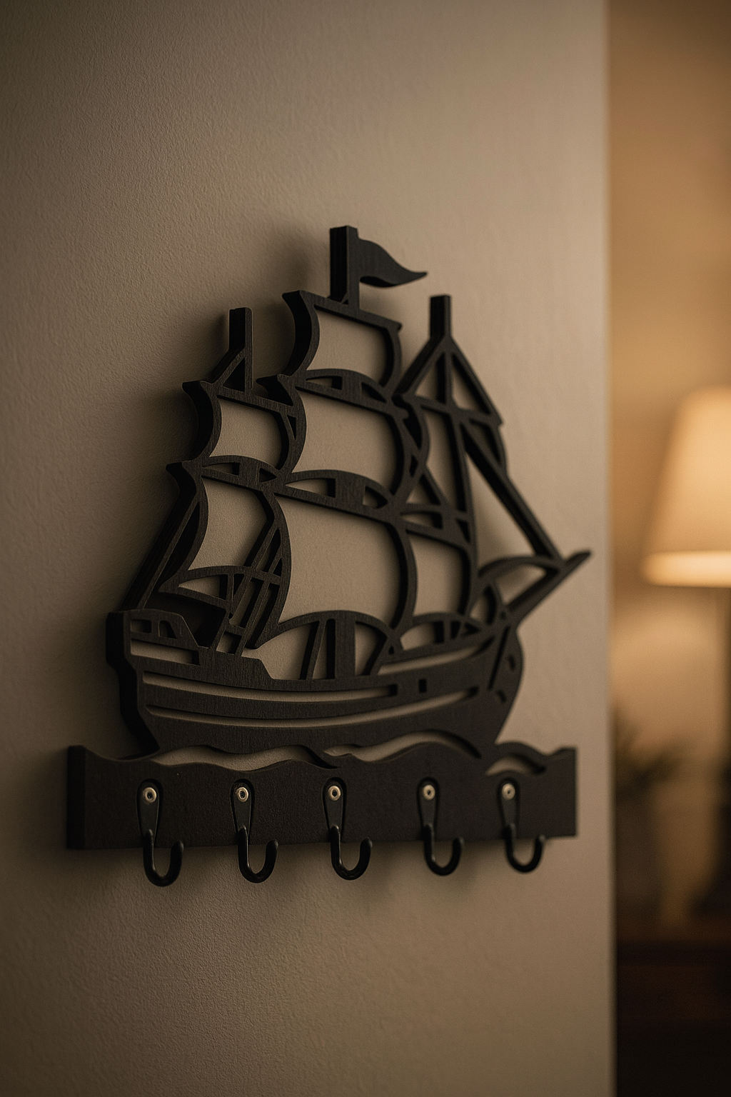 Gemi Figürlü Duvar Anahtarlık Askısı - Görsel 5