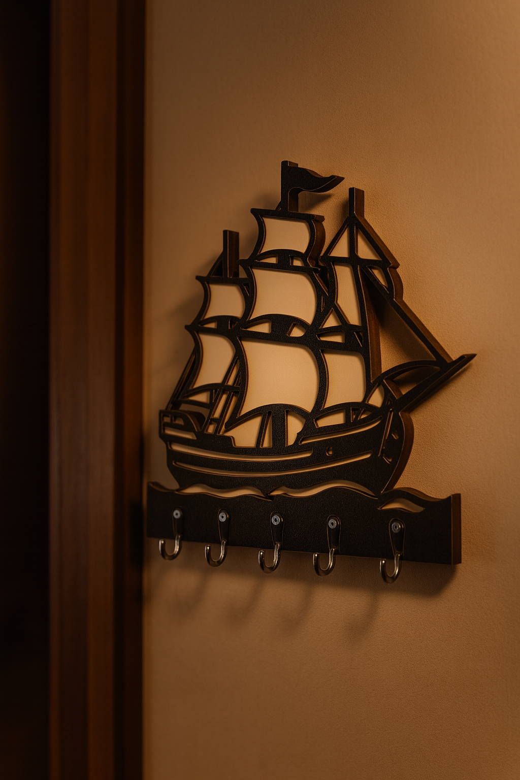 Gemi Figürlü Duvar Anahtarlık Askısı - Görsel 6
