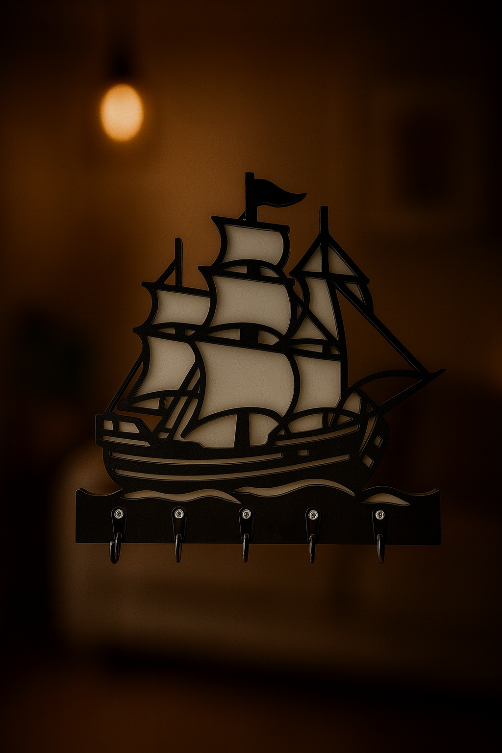 Gemi Figürlü Duvar Anahtarlık Askısı - Görsel 8