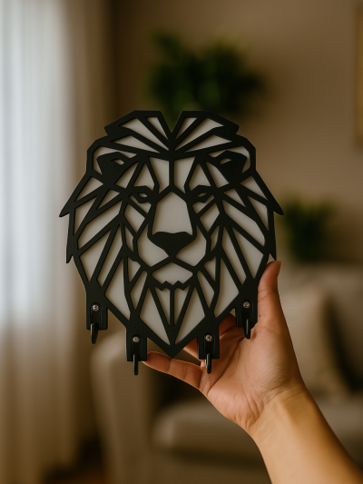 Geometrik Aslan Figürlü Anahtarlık Askısı